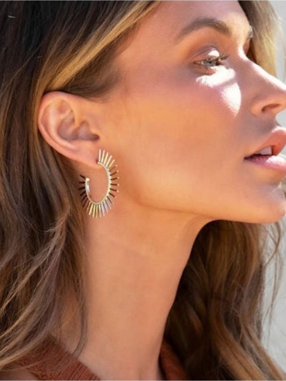 ✨3for$38 New Vici Ray Of Light Sunburst Spike Hoop Earrings